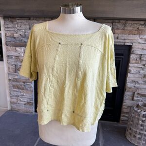Eileen Fisher Yellow Boxy Crop Top with Dolman Sleeves